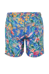 Navy Blue Men's Standard Size Floral Patterned Swimsuit Marine Shorts Tmnss23ds00023