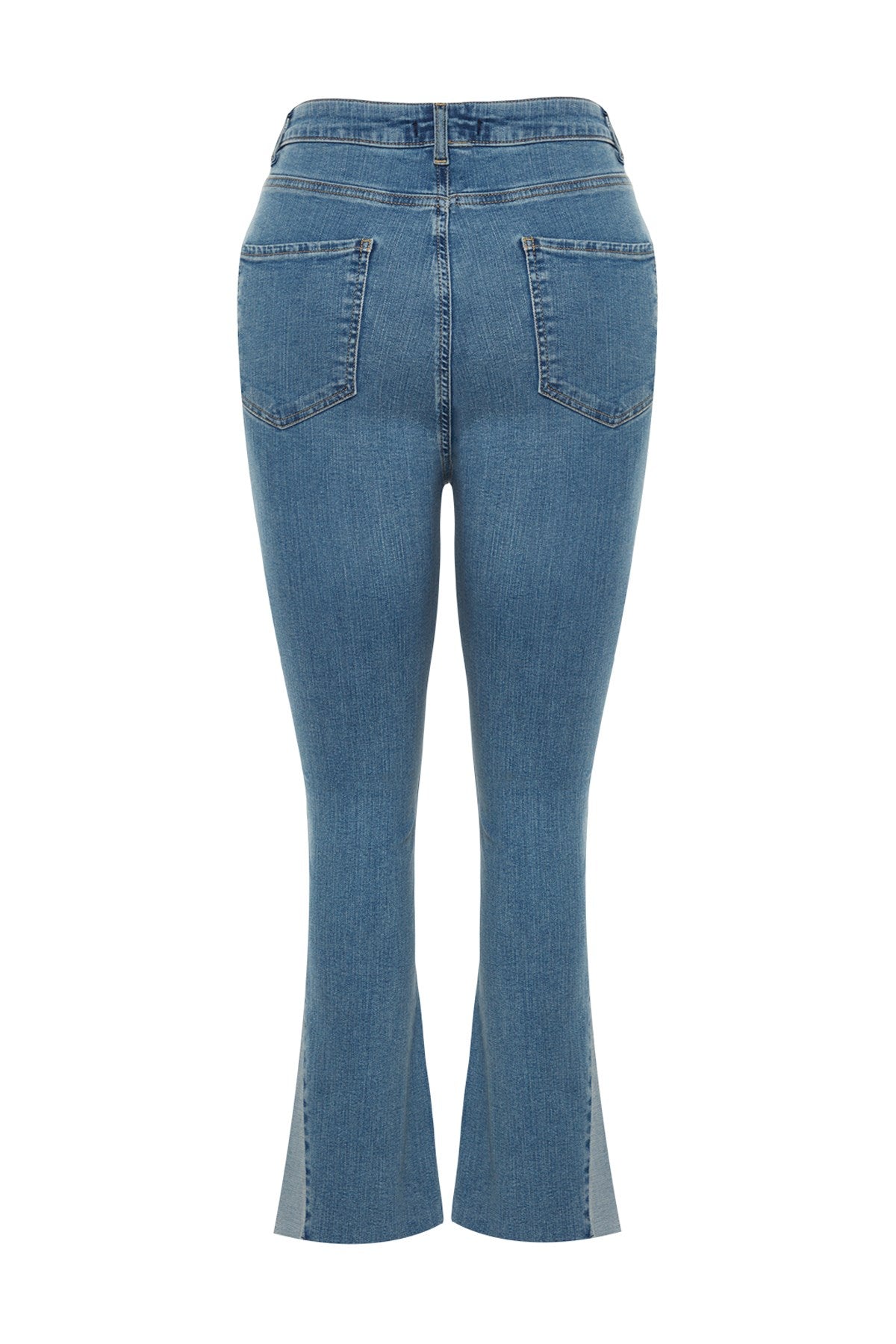 Blue Leg Detailed Raised Waist Flexible Spanish Leg Jeans Tbbaw24cj00051