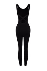 Black Seamless/seamless Repellent Sized Fit Lightweight Shaper Sports Jumpsuit Thmaw24tu00001