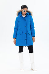 Women's Long Removable Fur Hooded Padded Windproof Water Repellent Inflatable Coat 8645 Gfx8645