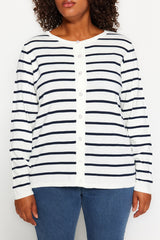 Ecru Striped Knitwear Cardigan Tbbaw24av00028