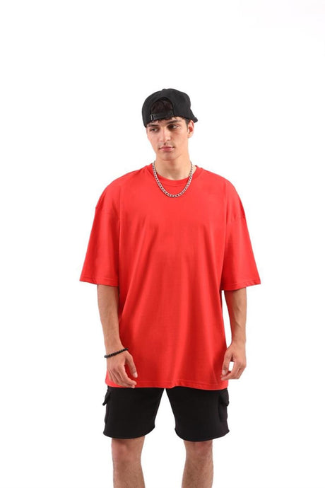 Basic Red Oversize T-shirt Flaw-009-005-079