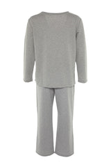 Grey Legs Slit Knitted Pajama Set Tbbaw23ai00055