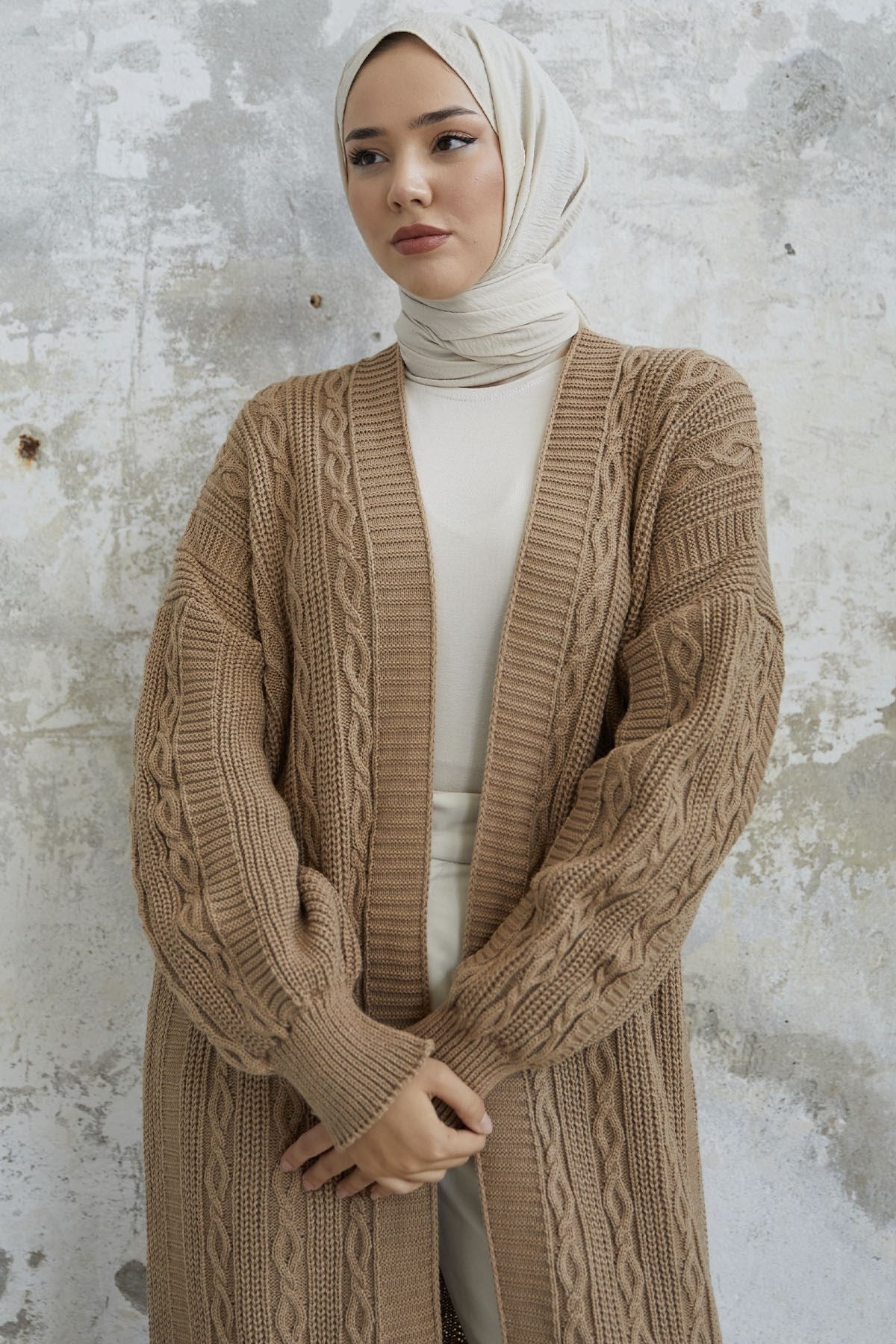 Molly Chain Pattern Knitwear Cardigan - Milk Coffee Ms00nl123