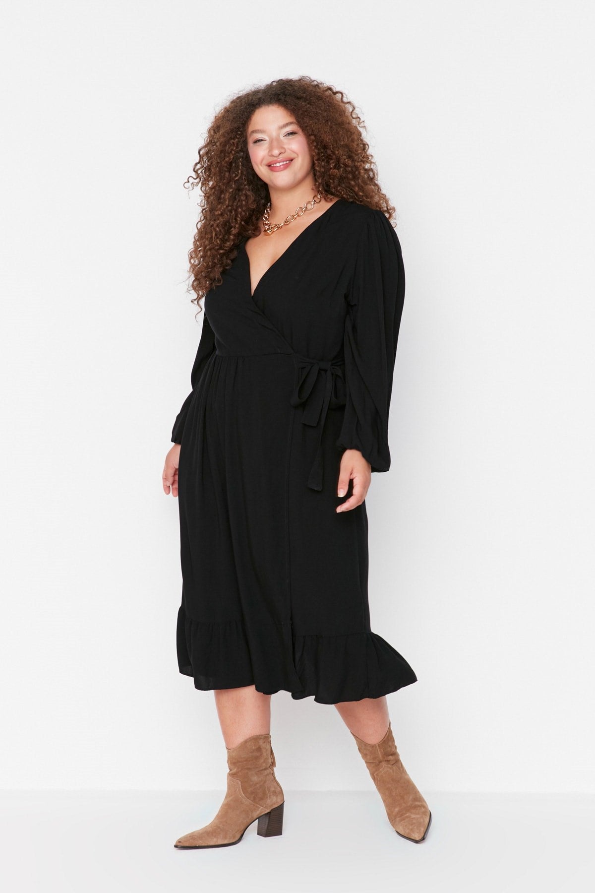 Black Double Breasted Woven Dress Tbbaw23ah00104