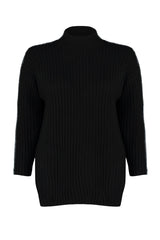 Black Sewing Detailed Knitwear Sweater Tbbaw24an00096