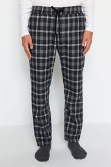 Mens Black Plaid Regular Fit Woven Pajama Bottoms Tmnaw24pj00015