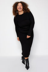 Black Waist Detailed Knitwear Dress Tbbaw24ah00004