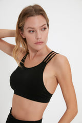 Black Seamless/seamless Supported/shaping Back Detailed Sports Bra Twoaw22ss0030