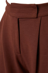 Brown Belt Velcro High Waist Pleated Wide Leg Knit Pants Twoaw24pl00177