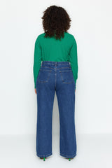 Blue Regular Waist Additional Feature Not Available Straight Plus Size Jeans Tbbaw24cj00003