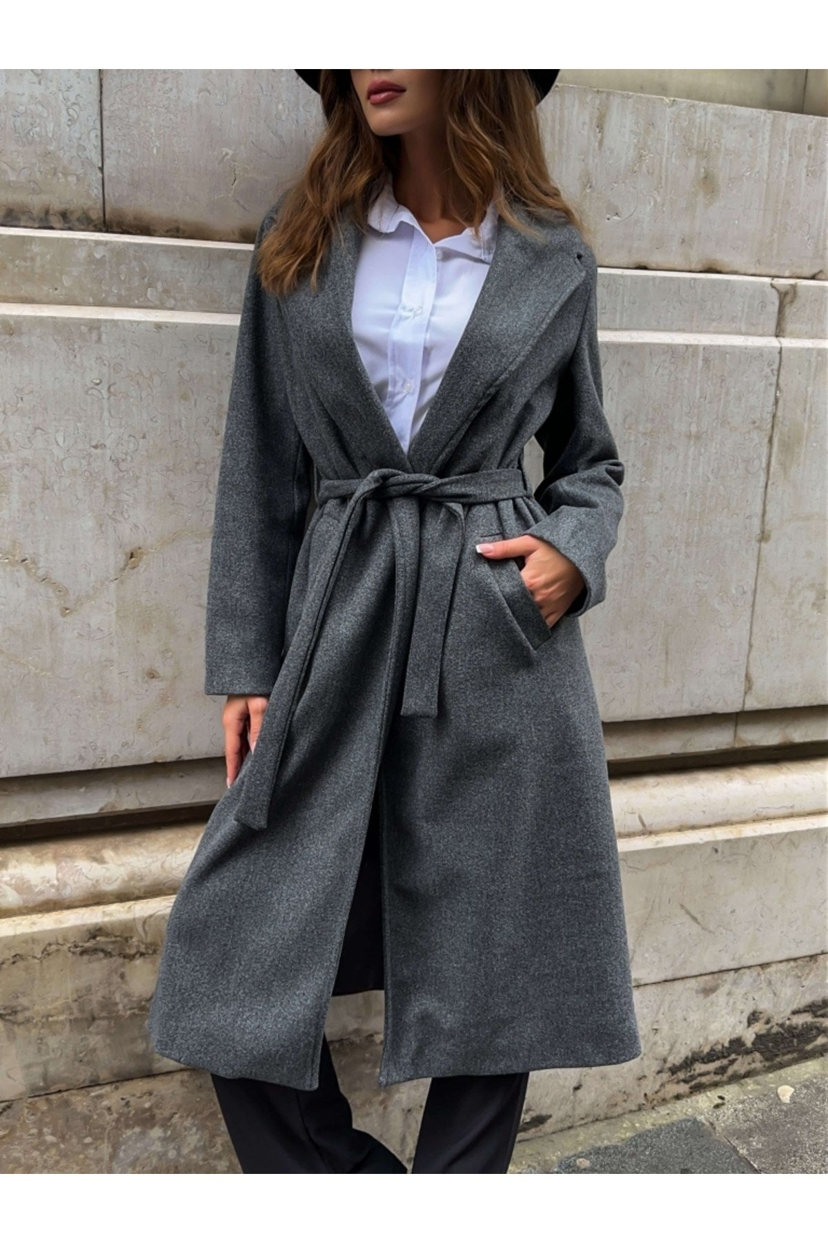 Anthracite Belted Delux Coat Tyc75zqthn169625635976038