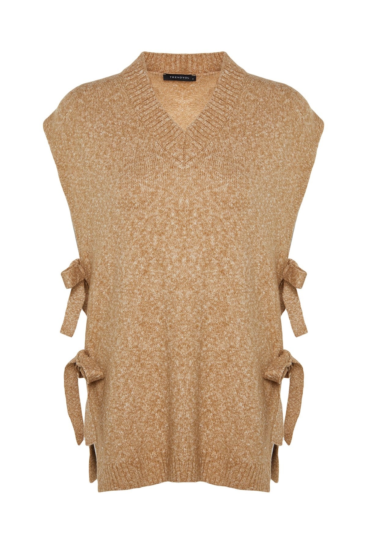 Beige Side Drawstring Detailed Knitwear Sweater Tctaw24uv00023