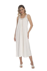 -dy 9010 Cotton Lace Strappy Combed Mom Women Nightgown Akala9010