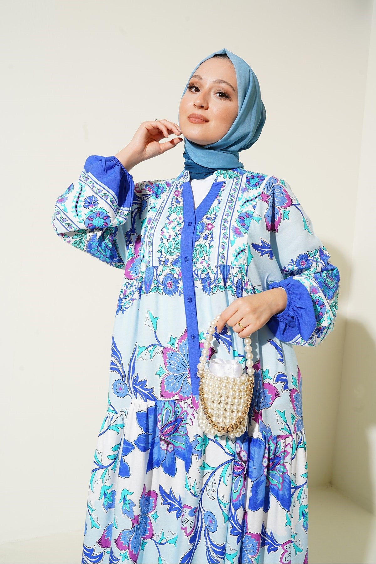 2423 Authentic Patterned Burkini Dress - D. Scissors 2423bgd19