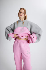 Charcoal 3 Yarn Fabric Revenge Tracksuit Pants Pink Hlfw24-00011