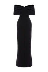 Black Lined Woven Long Night Evening Dress Tprss23ae00067