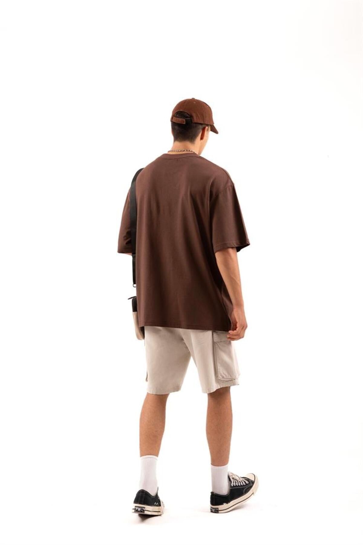 Supermade Printed Brown Oversize T-shirt Flaw-064-005-045