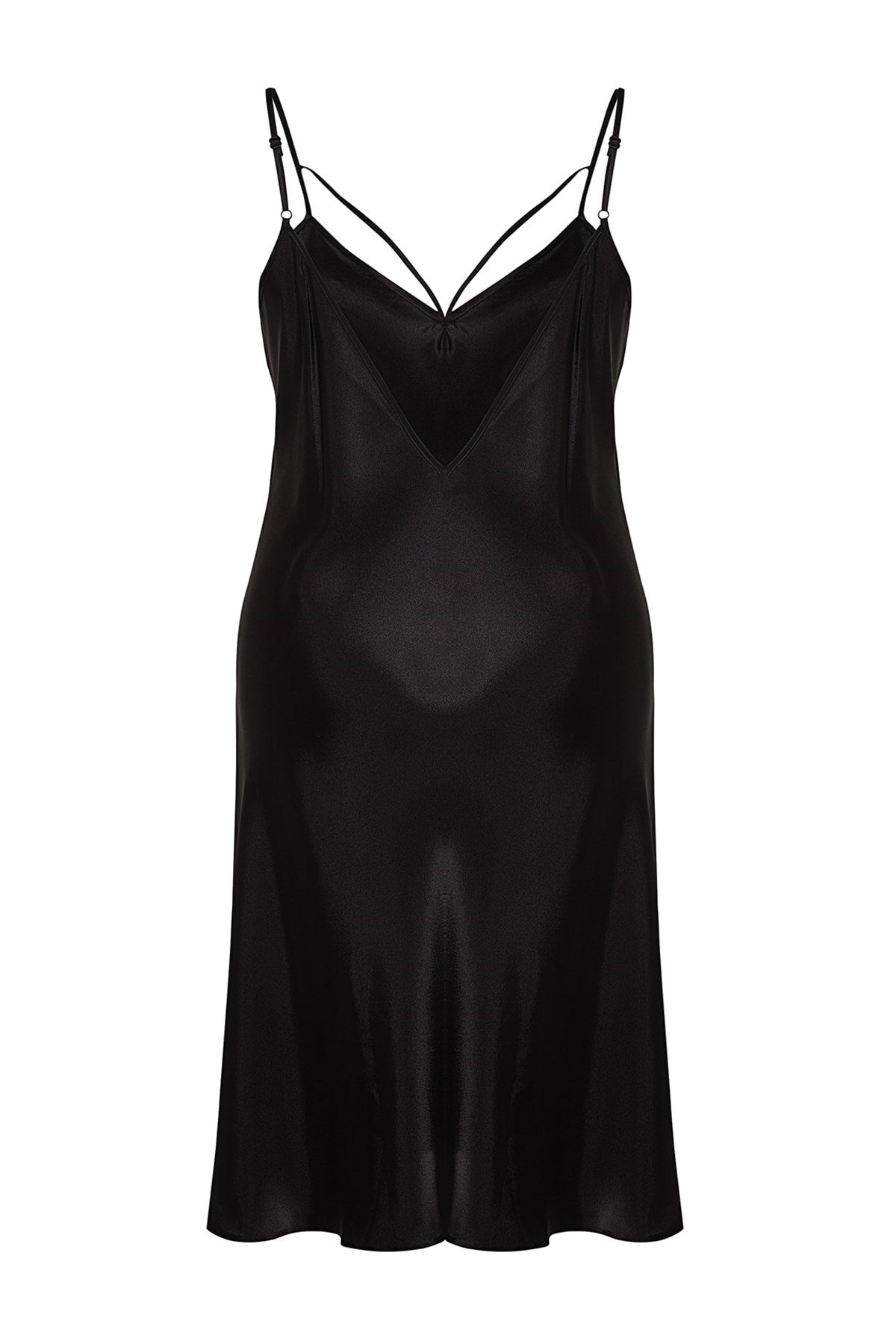 Black Lace Satin Look Nightgown Tbbaw24ch00002