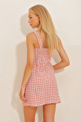 Women's Pink Strappy Back Gown Hidden Zipper Mini Dress Alc-x10682