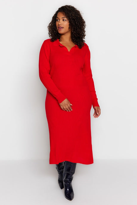 Red Polo Neck Knitwear Dress Tbbaw23ah00002