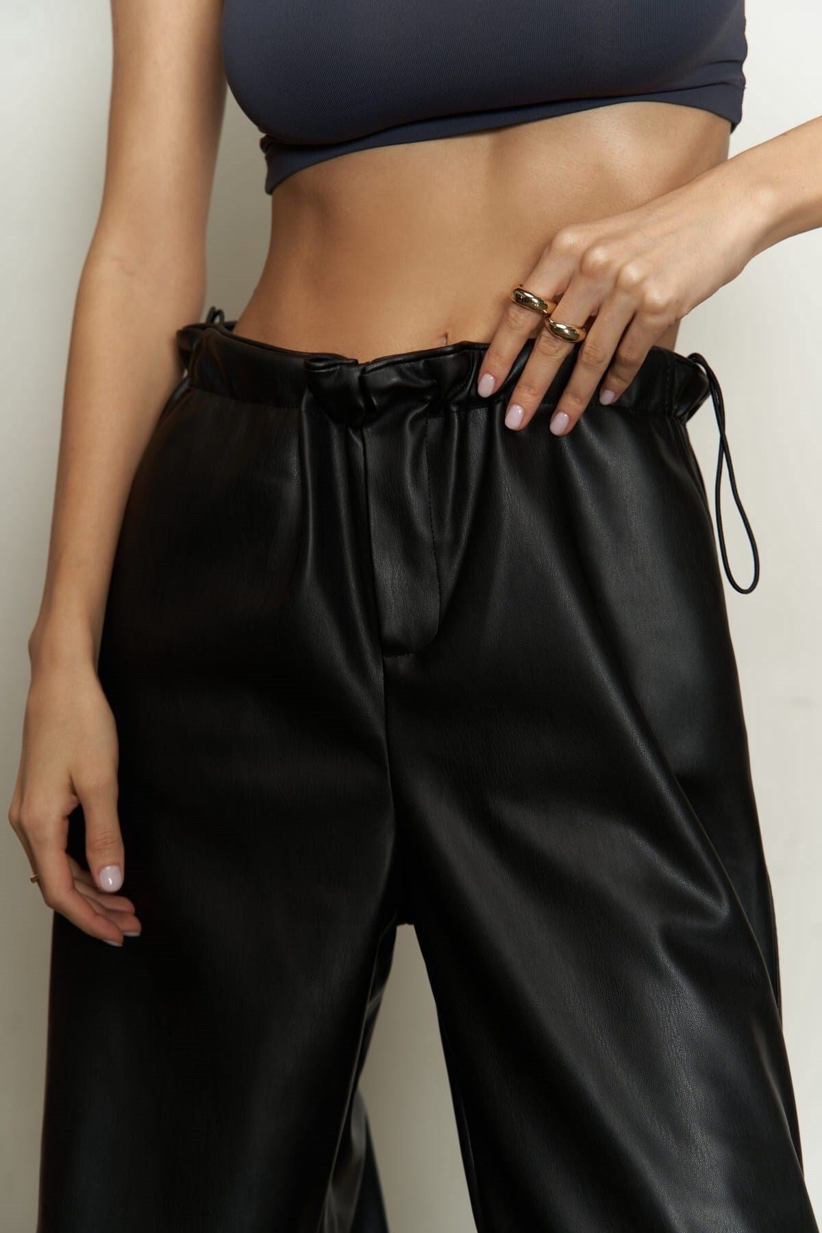 Dion Black Leather Pants 2311