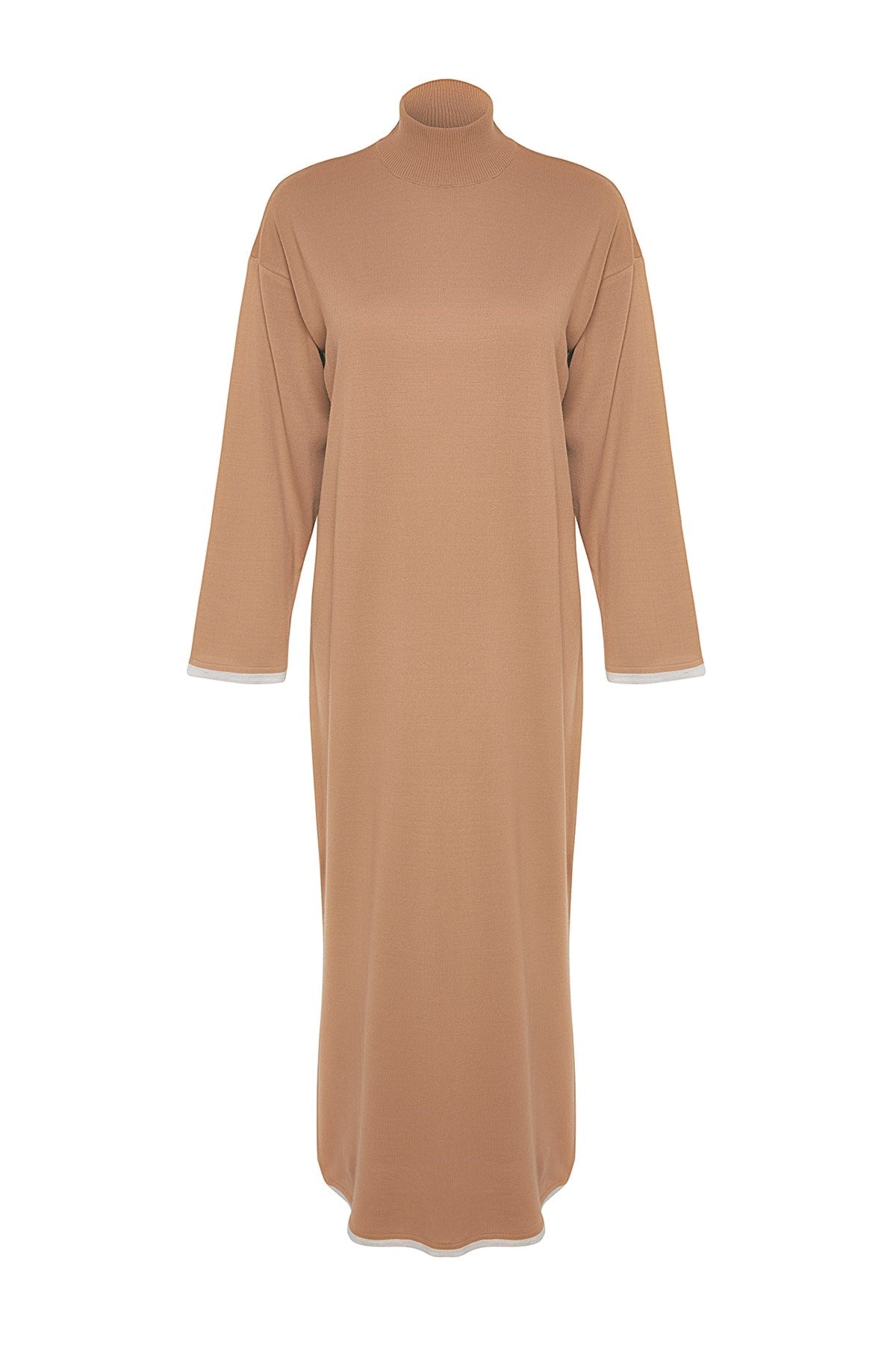 Beige Casual Cut Long Knitwear Dress Tctaw24eb00032