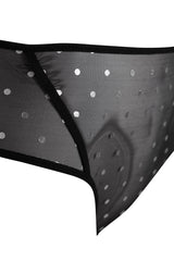 Black High Waist Polka Dot Mesh Panties Tbbaw24cm00000