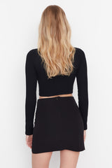 Black Mini Woven Skirt Twoaw23et00082