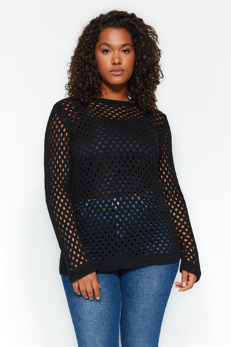 Black Open/perforated Knitwear Sweater Tbbaw24an00092