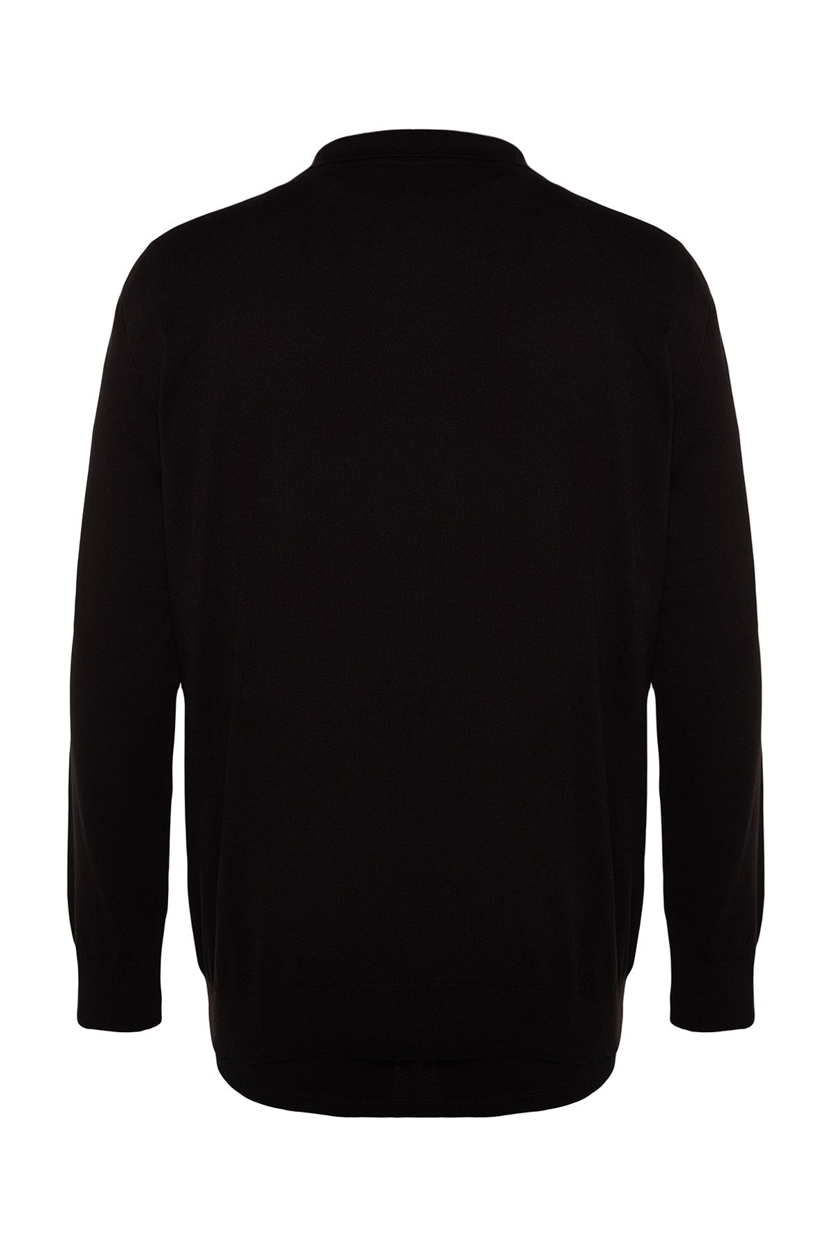 Men's Black Regular Fit Polo Neck Openwork And Line Detailed Cotton Knitwear Sweater Tmnaw24kz00068