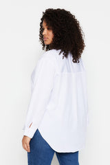 White Oversize Woven Collar Stone Shirt Tbbss23ax00007