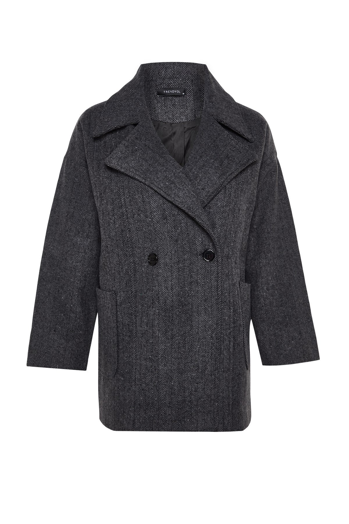 Anthracite Oversize Wide Cut Cashmere Coat Twoaw24kb00165