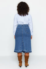 Blue Color Block Denim Skirt Tbbaw24az00025