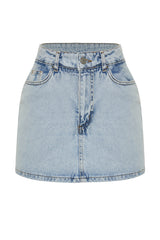 Light Blue Mini Denim Shorts Skirt Twoss23sr00190