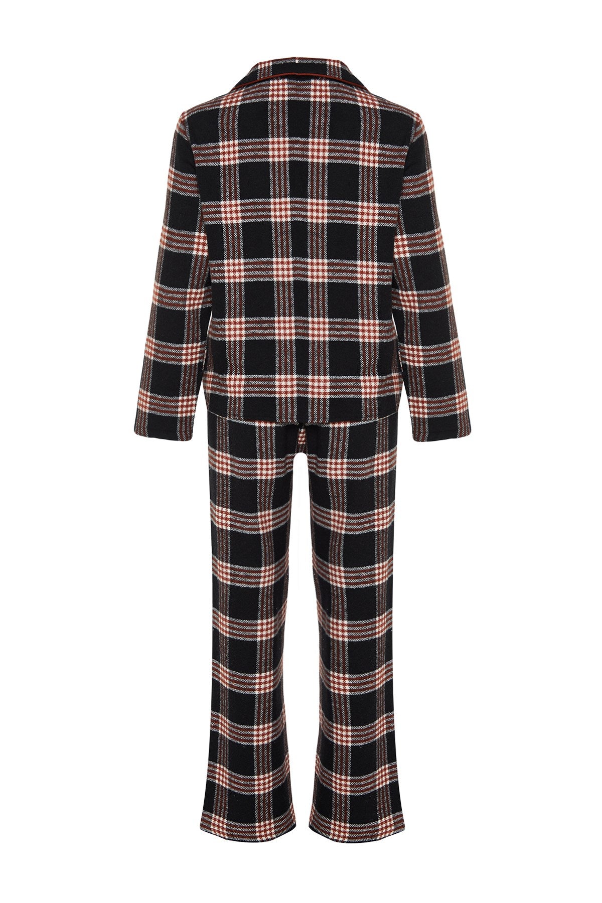 Black-multicolor Premium Plaid Shirt-pants Woven Sleepwear Set Thmaw24pt00256