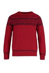 Red Mens Slim Fit Crew Neck Jacquard Knitwear Sweater Tmnaw23kz00012