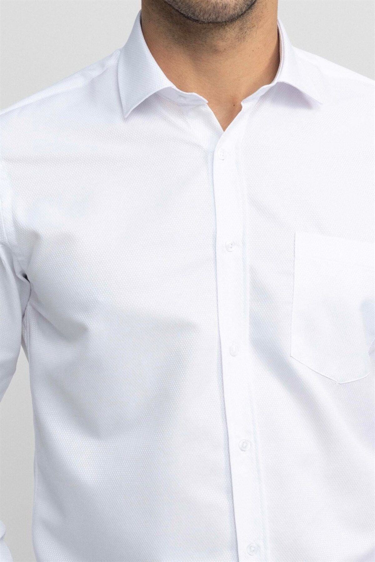 Classic Fit Long Sleeve Tie Ruffle Mens Shirt Kl230022-120