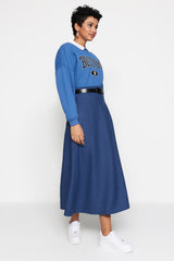 Indigo Waist Belt Woven Skirt Tctaw23ee00014