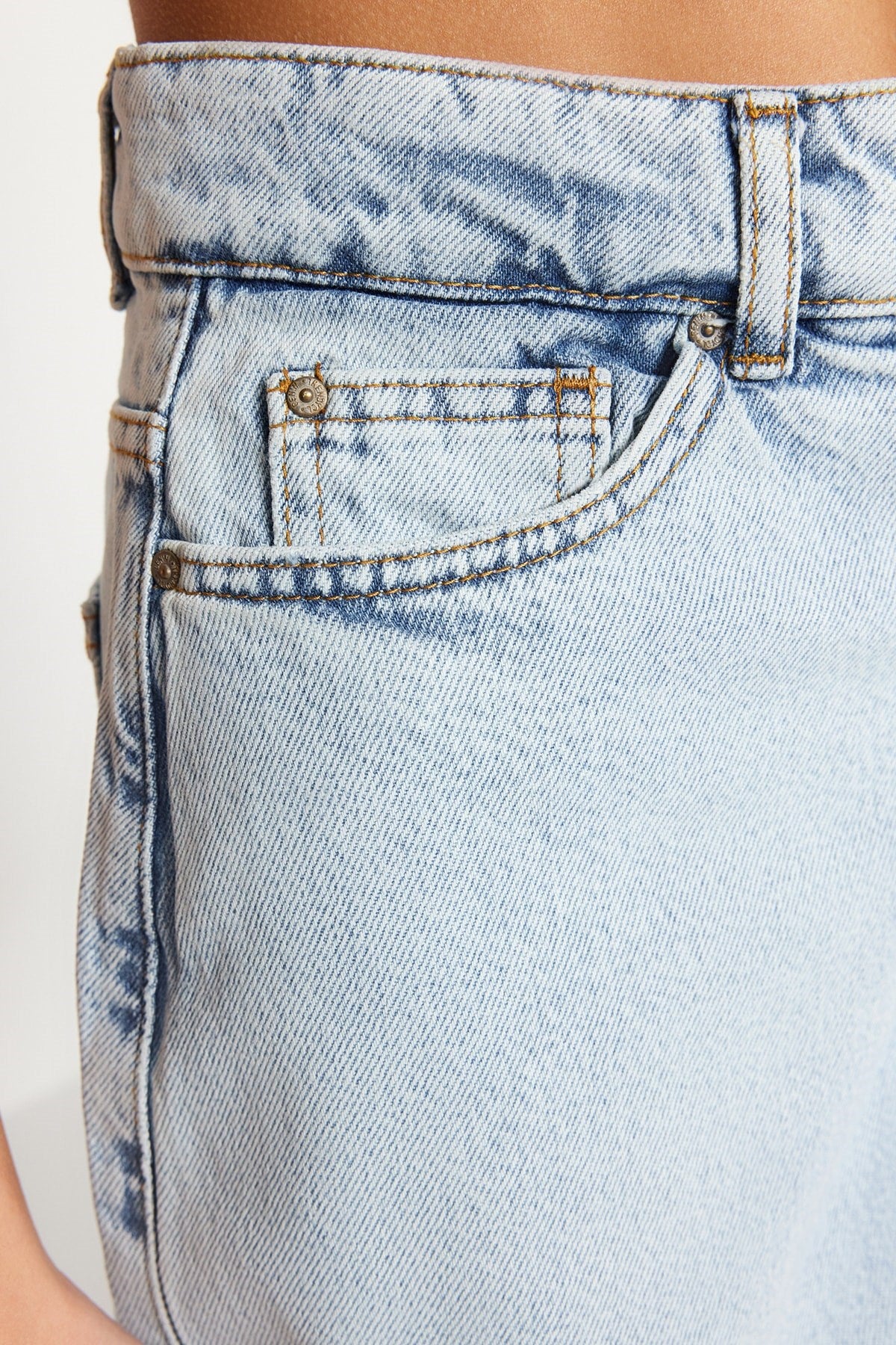 Light Blue Mini Denim Shorts Skirt Twoss23sr00190