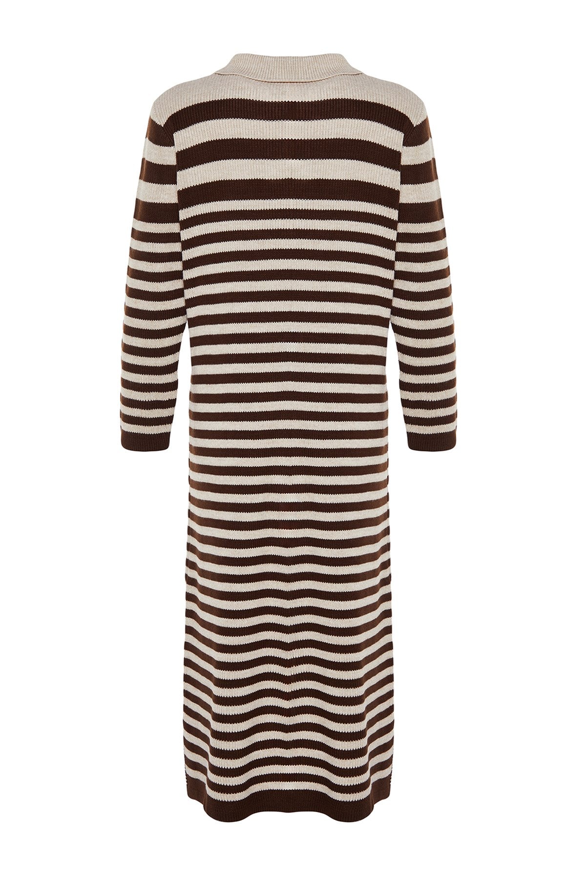 Black Polo Neck Striped Knitwear Dress Tctaw24eb00026