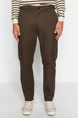 Khaki Men's Straight Fit Cargo Pants Tmnaw24pl00016