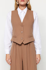 Camel Vest-pants Woven Bottom-top Suit Tctaw24us00066