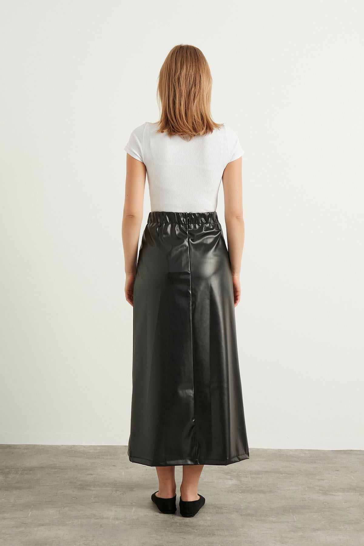 Black Linea Leather Skirt Lnadretk