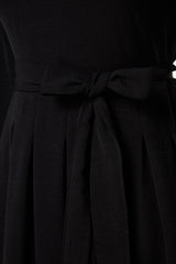 Black Belted Battery Detailed Aerobin Woven Dress Tctaw24eb00043