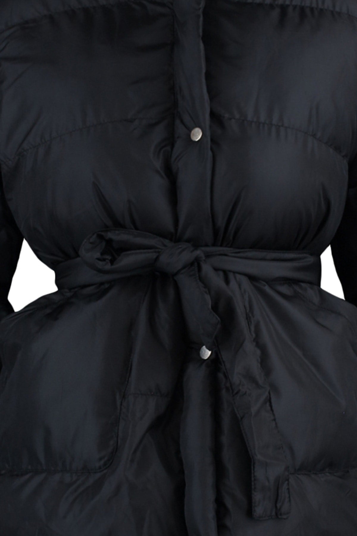 Black Belted Inflatable Coat Tbbaw23aw00009