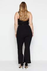 Black High Waist Spanish Leg Slit Detailed Knitted Pants Tbbaw23ar00030