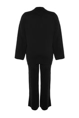 Black Straight Collar Plain Single Plate Plus Size Bottom-top Suit Tbbaw24cp00015