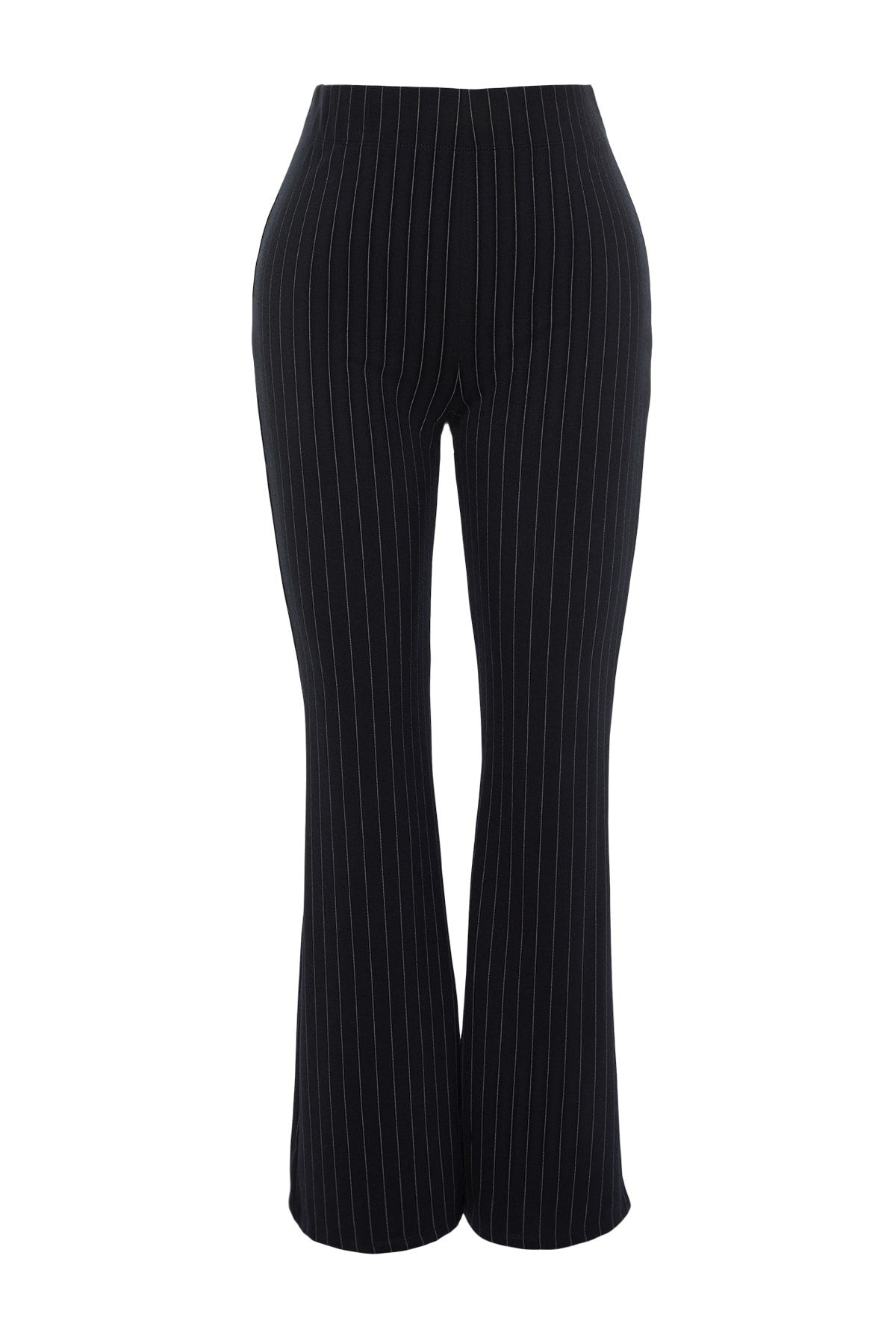 Navy Blue Knitted Sides Slit Spanish Leg High Waist Striped Leggings Pants Tbbss23ar00036