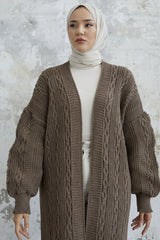 Molly Chain Pattern Knitwear Cardigan - Milk Coffee Ms00nl123